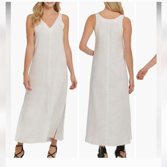 Pur White Sleeveless Slit Sundress Resort Wear - Picture 8 of 8